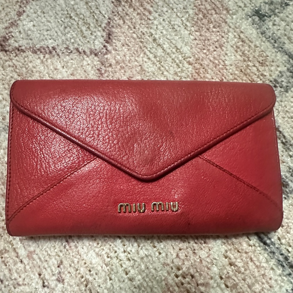 Miu Miu Vibrant Red Leather Wristlet